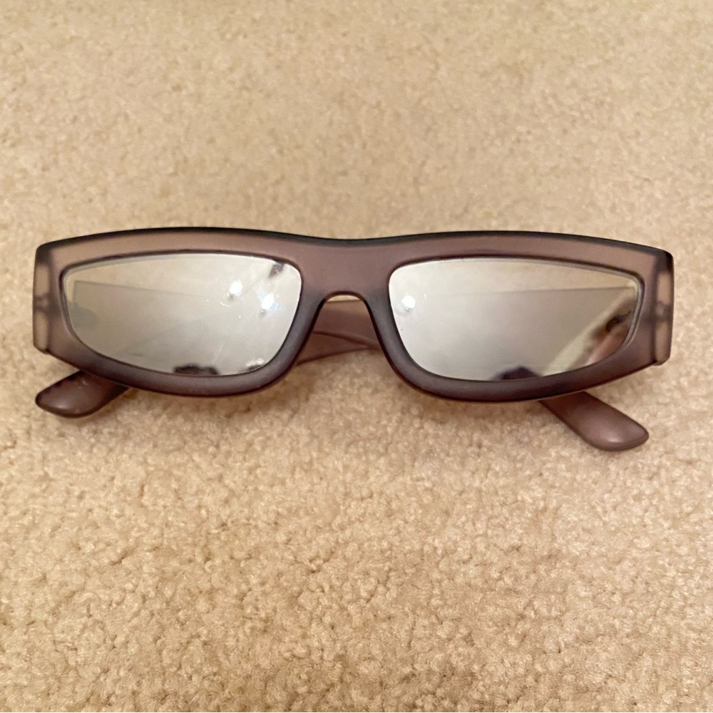Skinny Mirrored Fashion Sunglasses- Silver